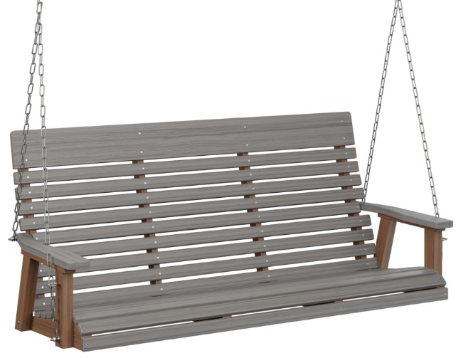 Berlin Gardens Casual-Back Three Seat Swing (Natural Finish/Stainless Chains)